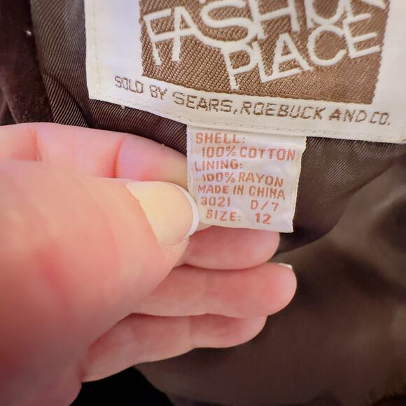 Vintage 1970s Chocolate Brown Velvet Blazer The Fashion Place Sears Roebuck 12 - Picture 9 of 12